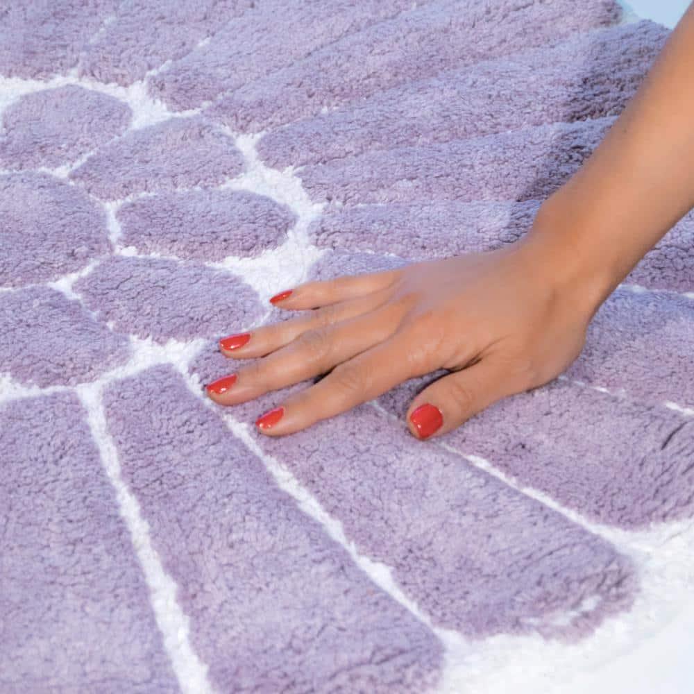 2pc Bursting Flower Bath Rug Set Lilac - Chesapeake Merchandising: Cotton Tufted, Machine Washable, Non-Slip Backing