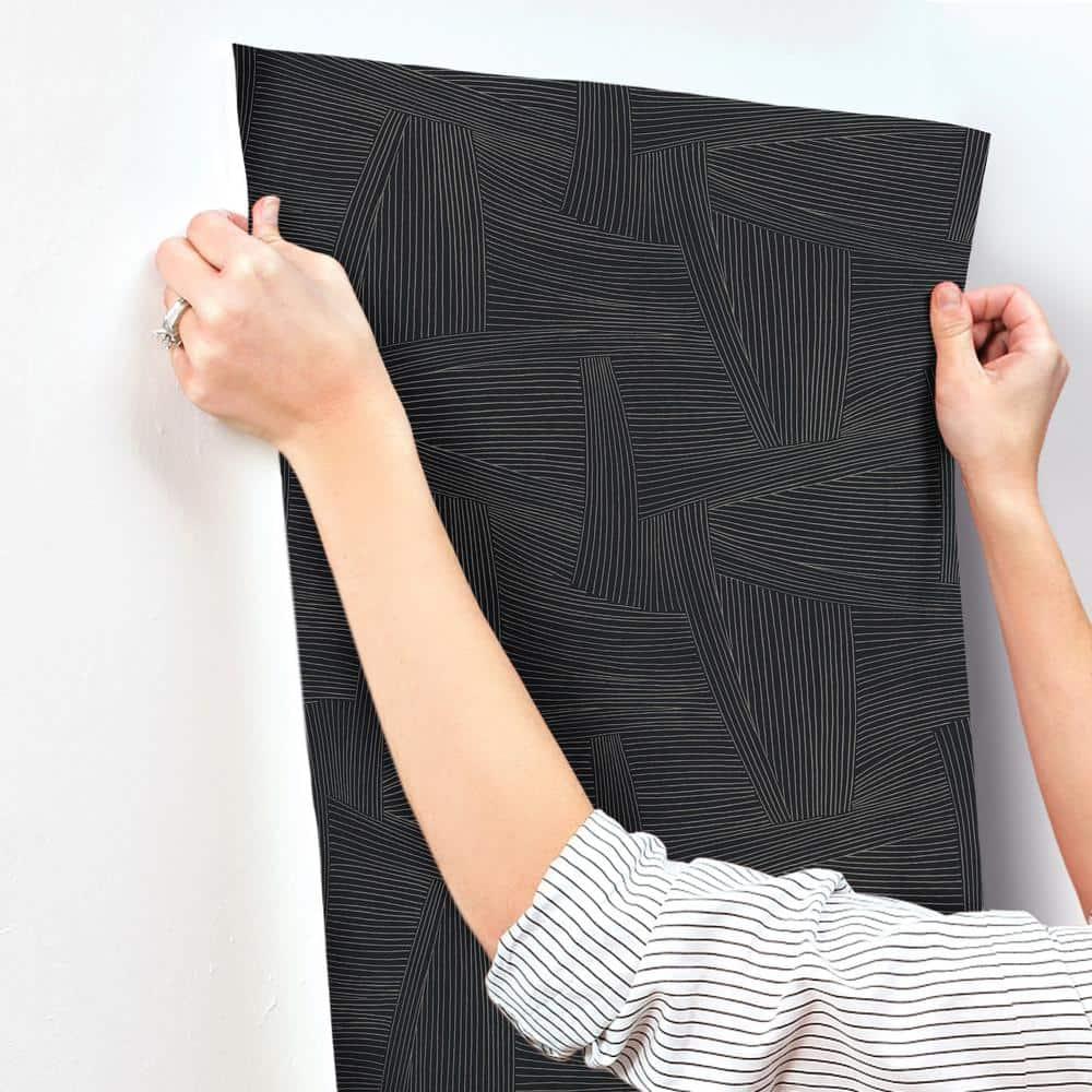 A-Street Prints Reid Black Woven Geometric Wallpaper | Perigold
