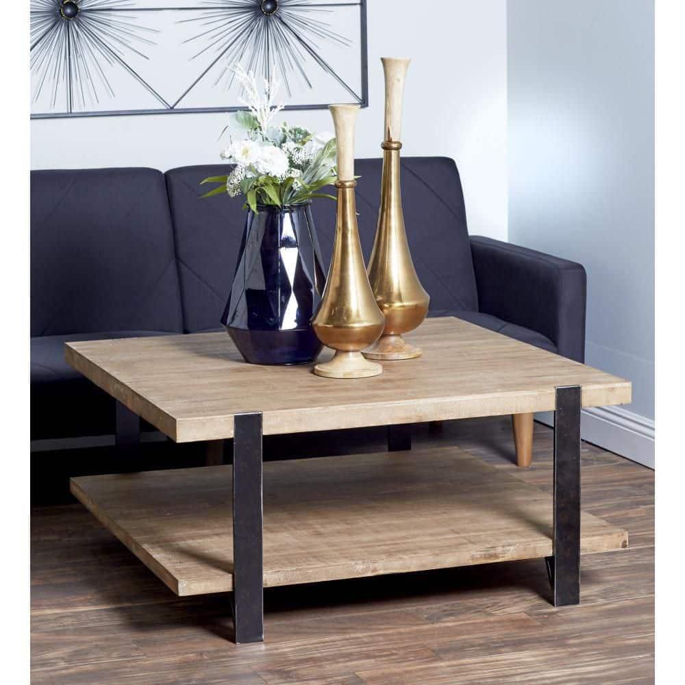 Industrial Wood Coffee Table Dark Brown - Olivia & May