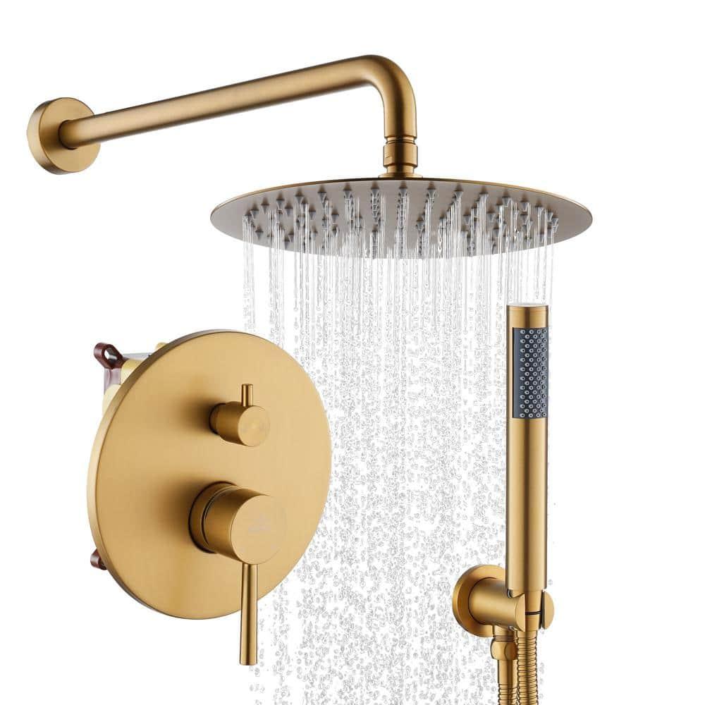 Pressure-Balanced Complete Shower System with 10-Inch Rain Shower Head, Handheld, Rough-in Valve