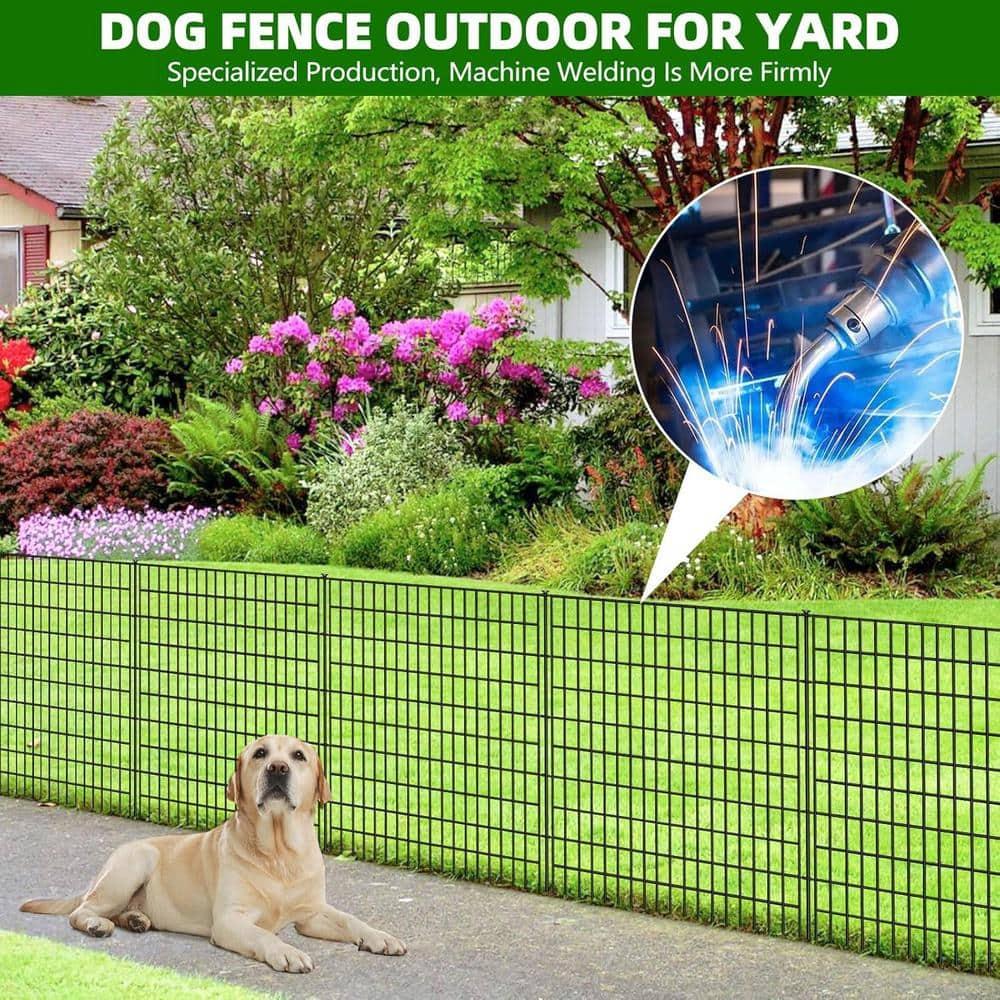 10 Panels Garden Fencing Animal Barrier, 33 in(H) X 24 ft(L) Dog Fence Outdoor for Yard Rustproof No Dig Decorative Tall Garden Fence Metal Wire Panel Border Patio Rabbit Ground Stakes Fencing