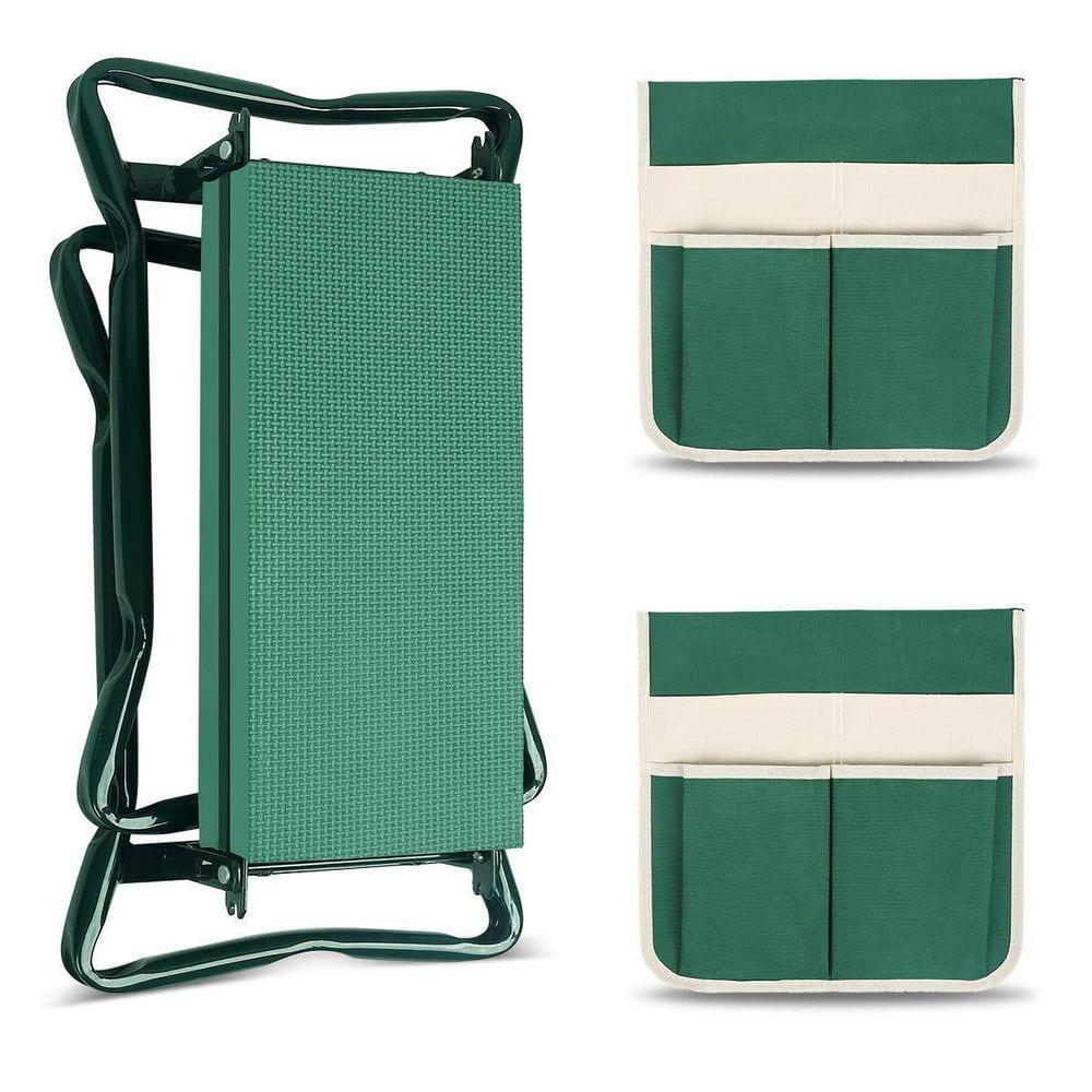 TomCare Upgraded Garden Kneeler Seat Widen Soft Kneeling Pad Garden Stools Garden Bench with 2 Large Tool Pouches Outdoor Foldable Gardening Gifts for Women Men Gardeners, Green