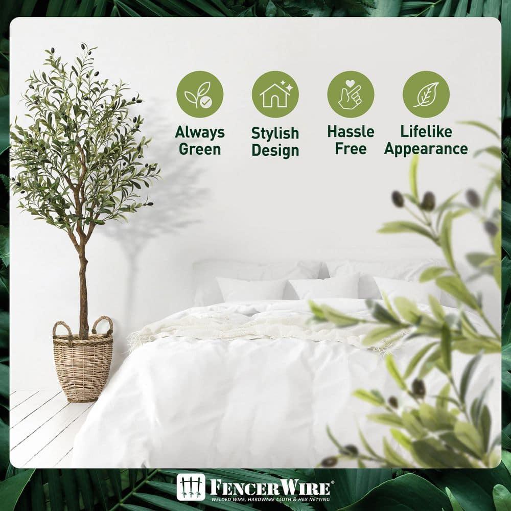 CAPHAUS CAPHAUS Artificial Olive Tree with Fruit, Fake Potted Topiary Tree with Dried Moss, 5 / 6 / 7 Feet