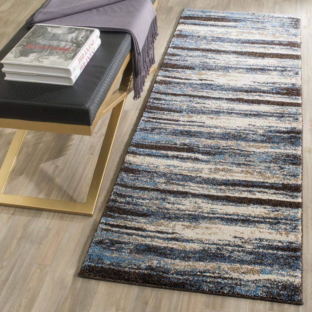 Retro RET2138 Power Loomed Indoor Runner Rug - Cream/Blue - 2'3"x13' - Safavieh.