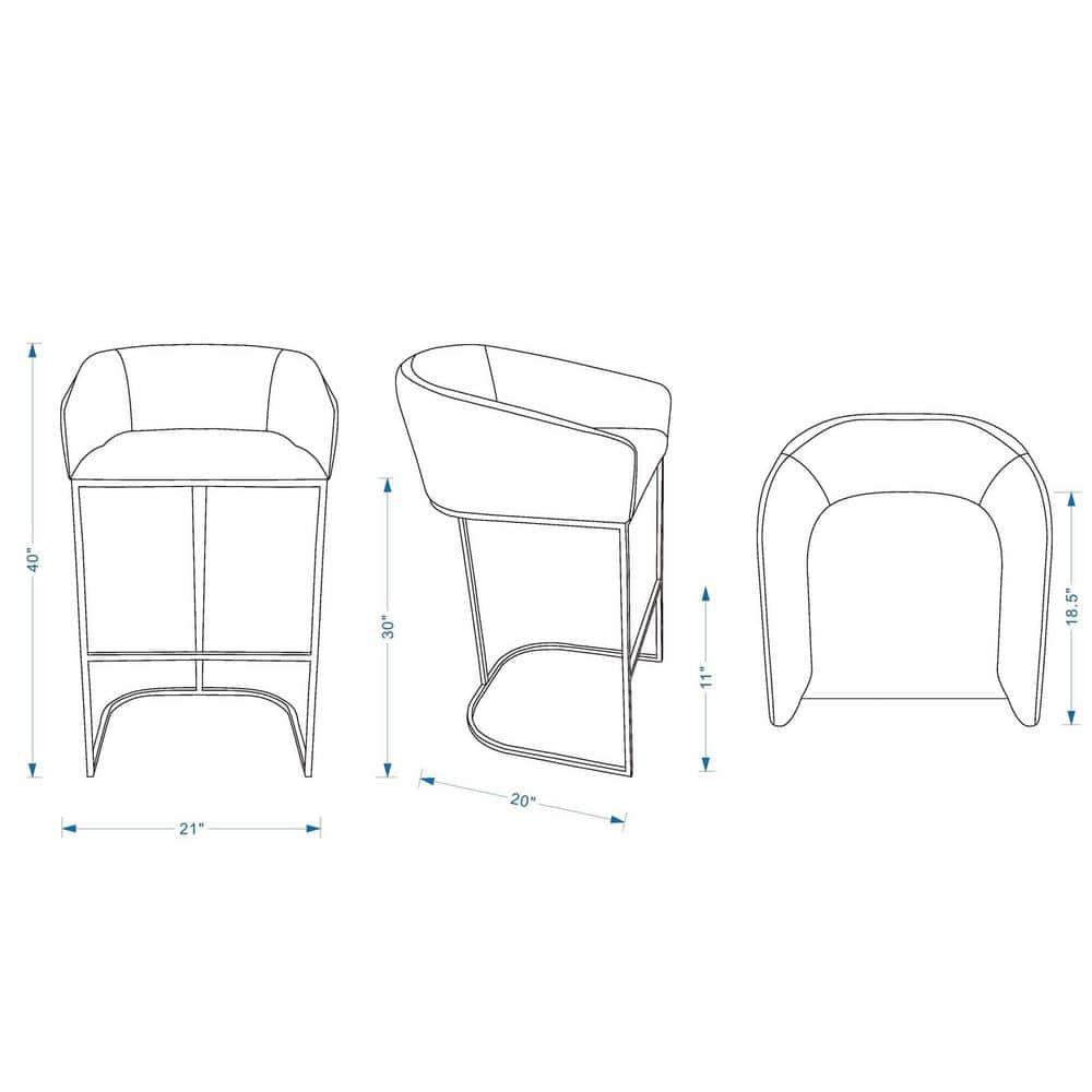 Manhattan Comfort Set of 3 Louvre Barstools Black/Titanium Gold
