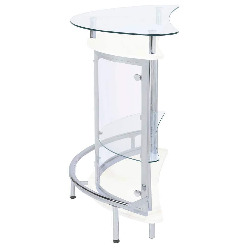 Coaster Amarillo Modern 2 Tier Home Bar Cabinet White/Chrome