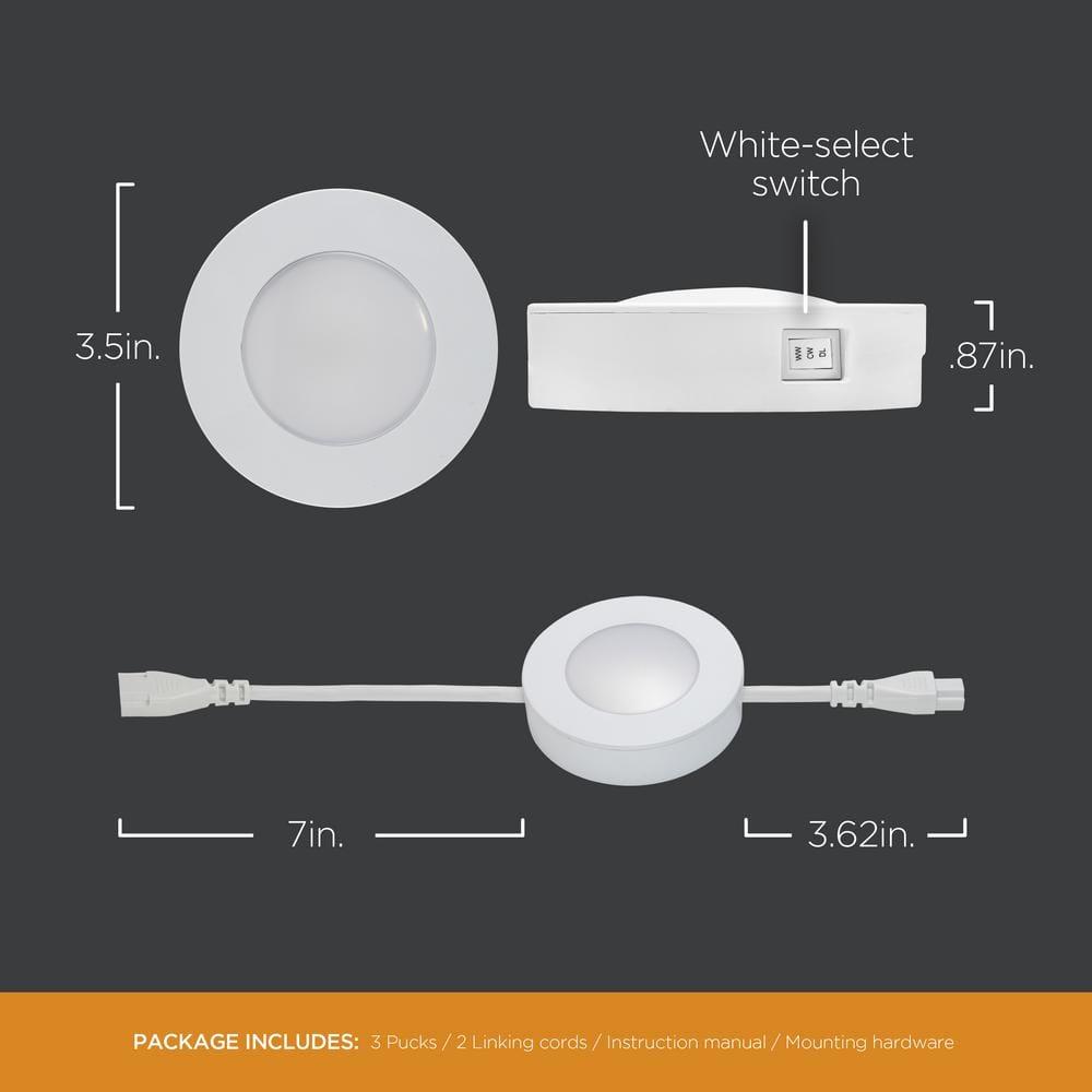 ULTRA PROGRADE 3.50" 663 lm LED Under-Cabinet Lights, 3000K 4000K 5000K (3 Count)
