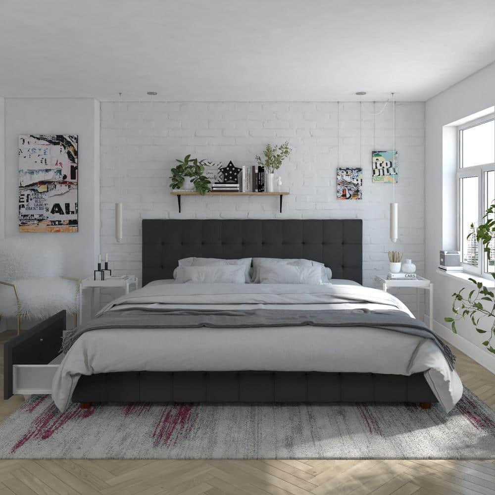 Elizabeth Tufted Upholstered Low Profile Storage Platform Bed