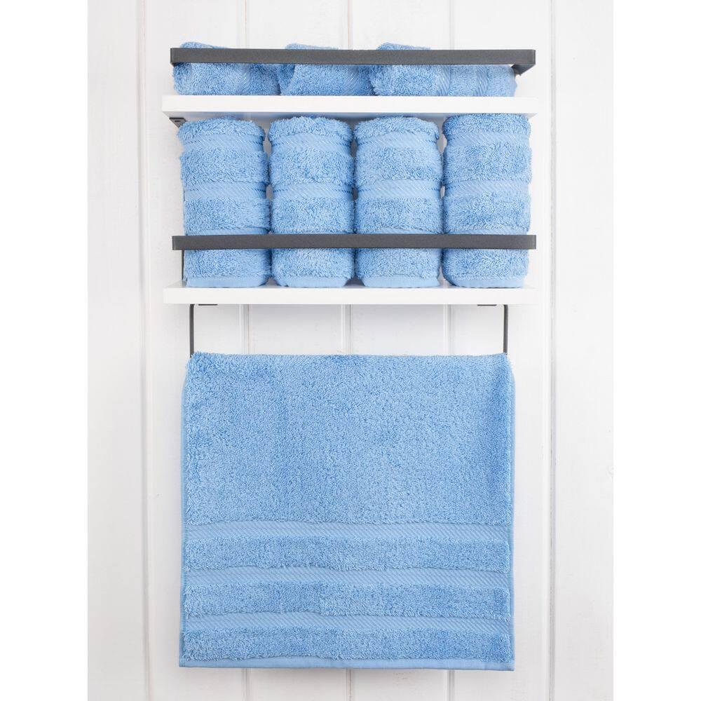 American Soft Linen 4 Pack Hand Towel Set, 100% Cotton, 16 inch by 28 inch, Hand Face Towels for Bathroom, Sky Blue