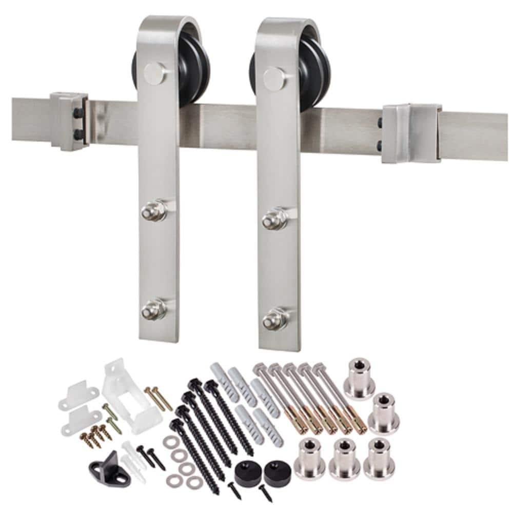 MMI DOOR Door Hinge 80'' Solid + Manufactured Wood Paneled with Installation Hardware Kit Barn Door