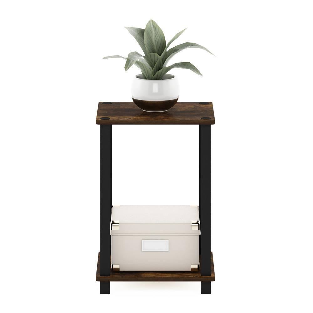 Furinno Simplistic End Table, Small, Amber Pine/Black