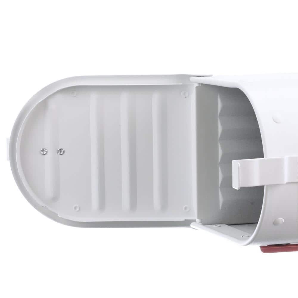 Medium White Aluminum Post Mount Mailbox