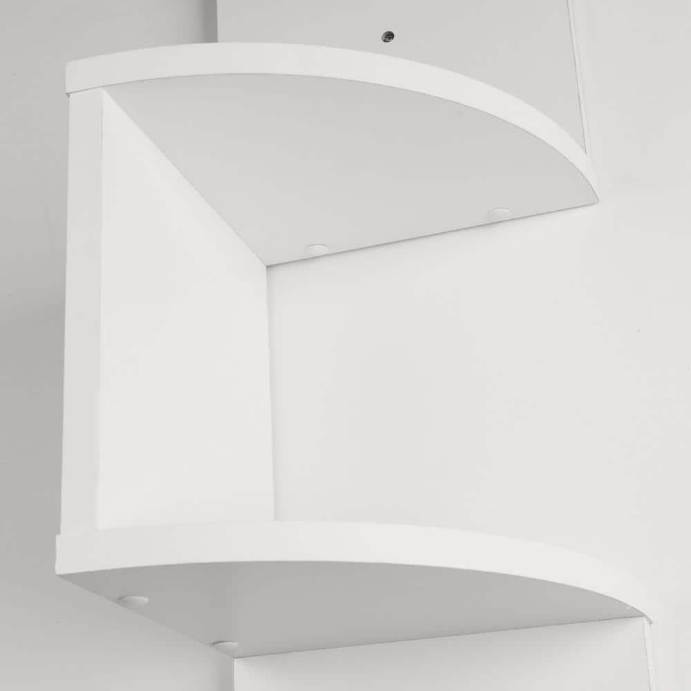 Danya B. 48.5" x 7.7" Corner Zig Zag Decorative Wall Shelf White: Modern Laminated MDF, 5-Tier Storage