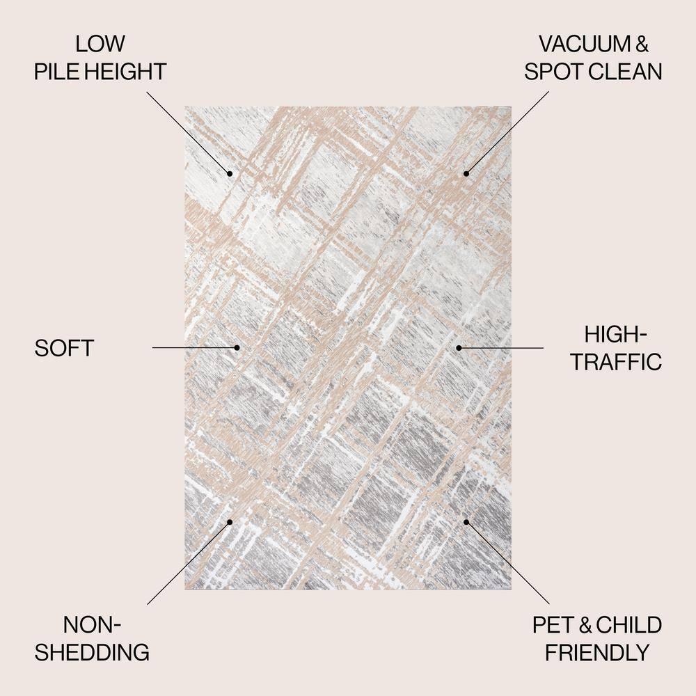 JONATHAN Y Slant Modern Abstract Beige/Gray 4 ft. x 6 ft. Area Rug