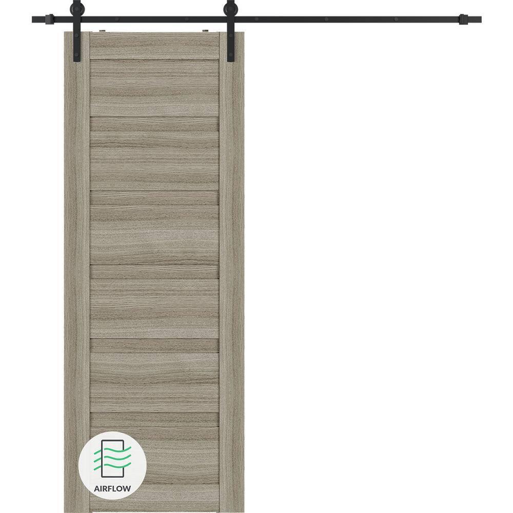 Belldinni Louver Solid + Manufactured Wood Paneled with Installation Hardware Kit Barn Door