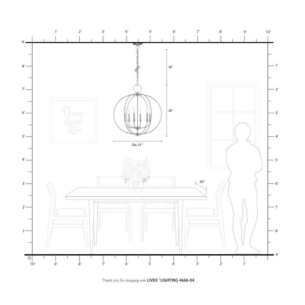 Livex Lighting Milania 6 - Light Chandelier in  Black