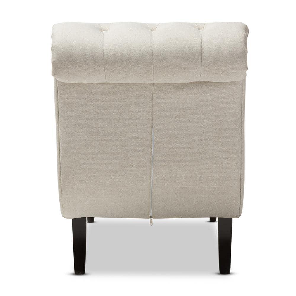 Baxton Studio Layla Mid-century Modern Light Beige Fabric Upholstered Button-tufted Chaise Lounge