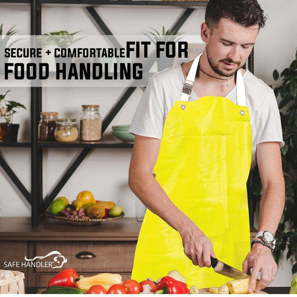 Safe Handler, Heavy Duty Nitrile Industrial Bib Apron, Chemical and Oil Resistant, Yellow
