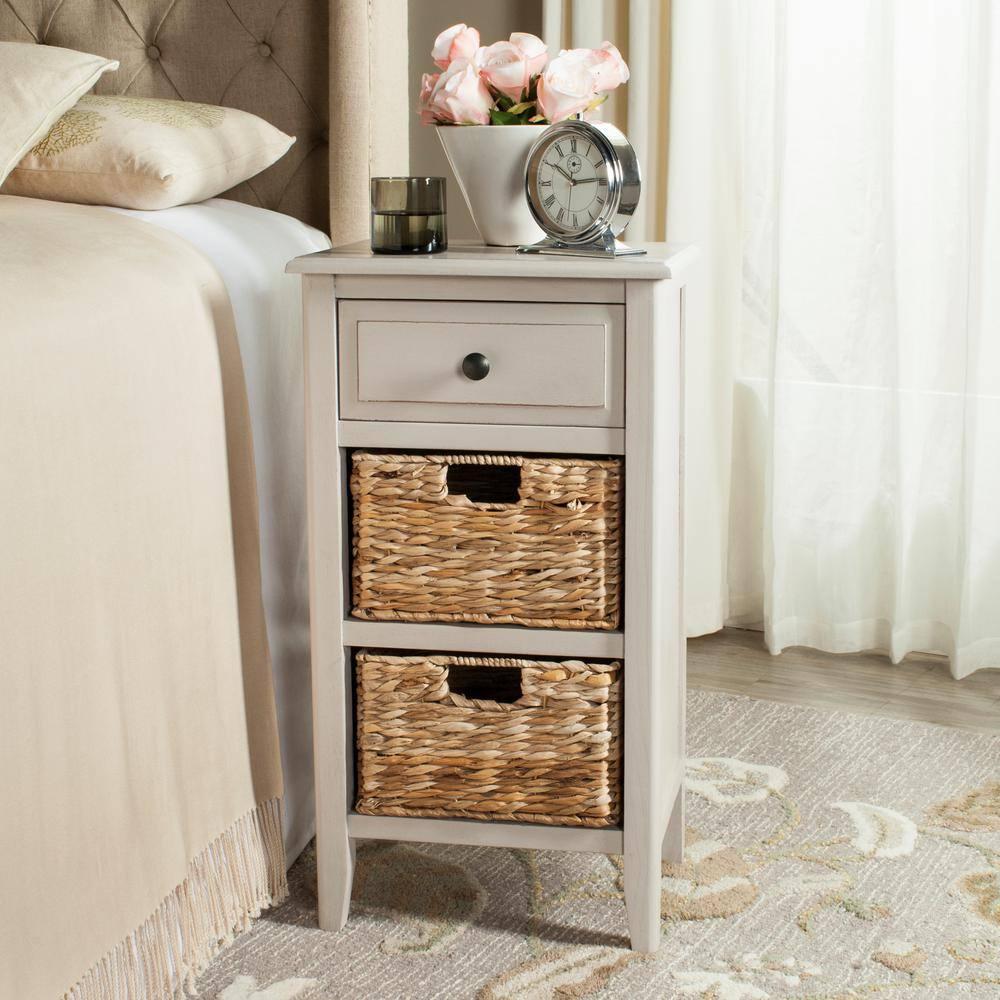 Everly Drawer Side Table - Vintage Grey - Safavieh.