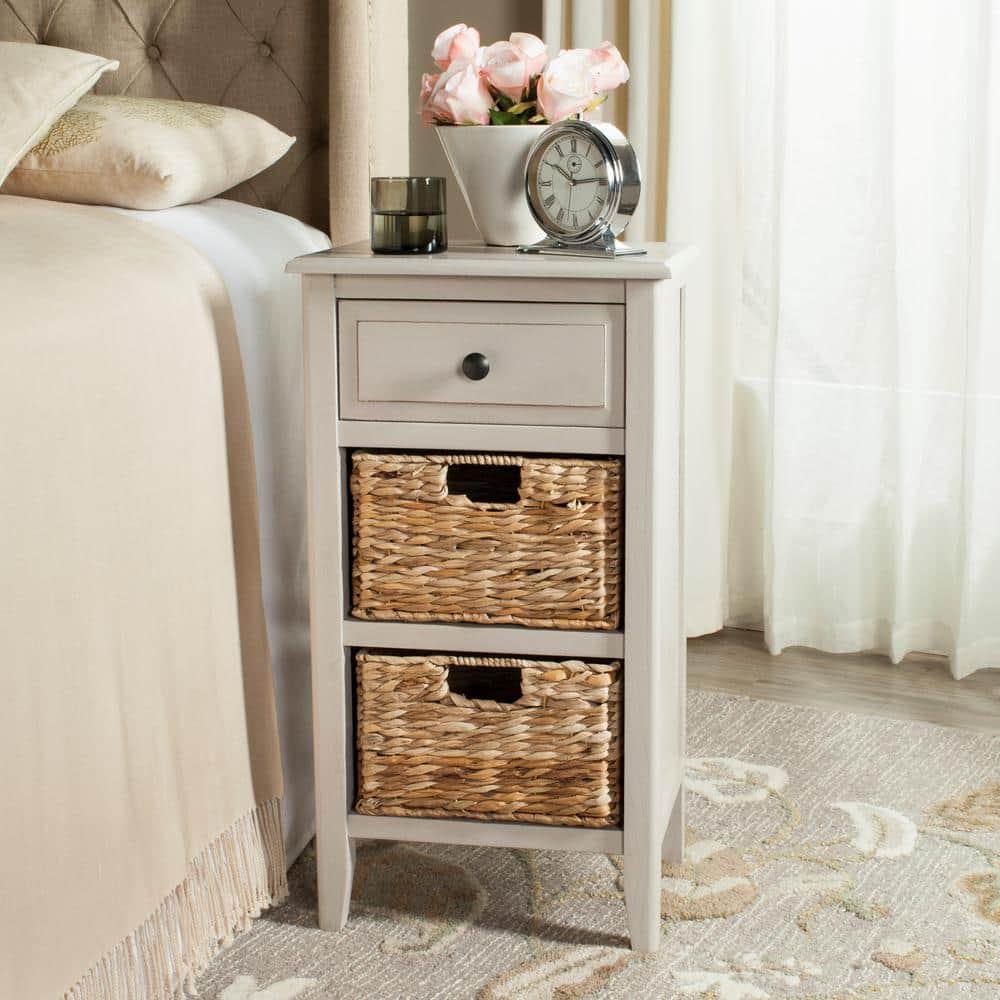 Everly Drawer Side Table - Vintage Grey - Safavieh.