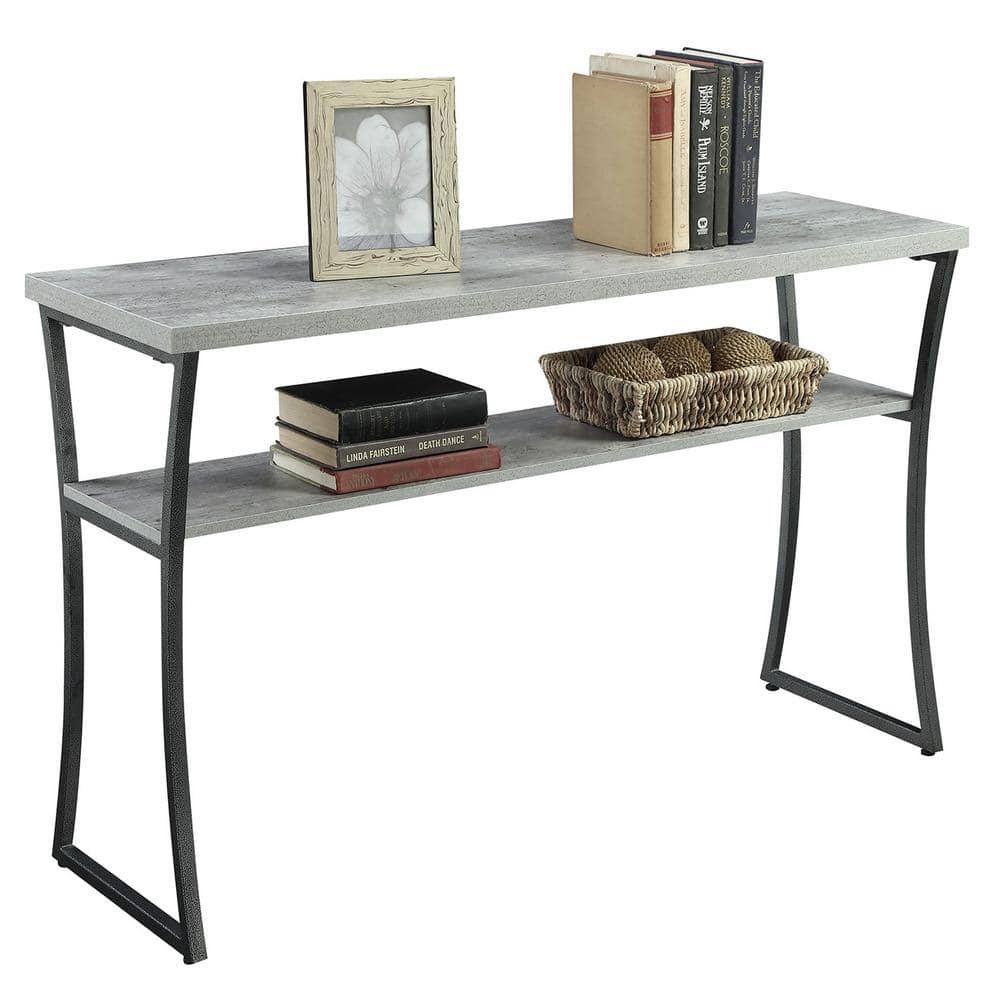 Convenience Concepts X-Calibur Console Table with Shelf, Faux Birch/Slate Gray