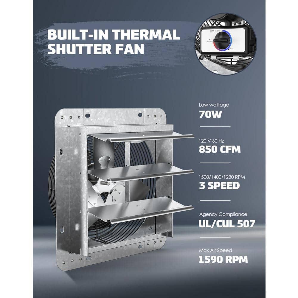 iLiving ILG8SF14V-T 14 Inch 3 Speed Attic Garage Growing Ventilation Exhaust Fan