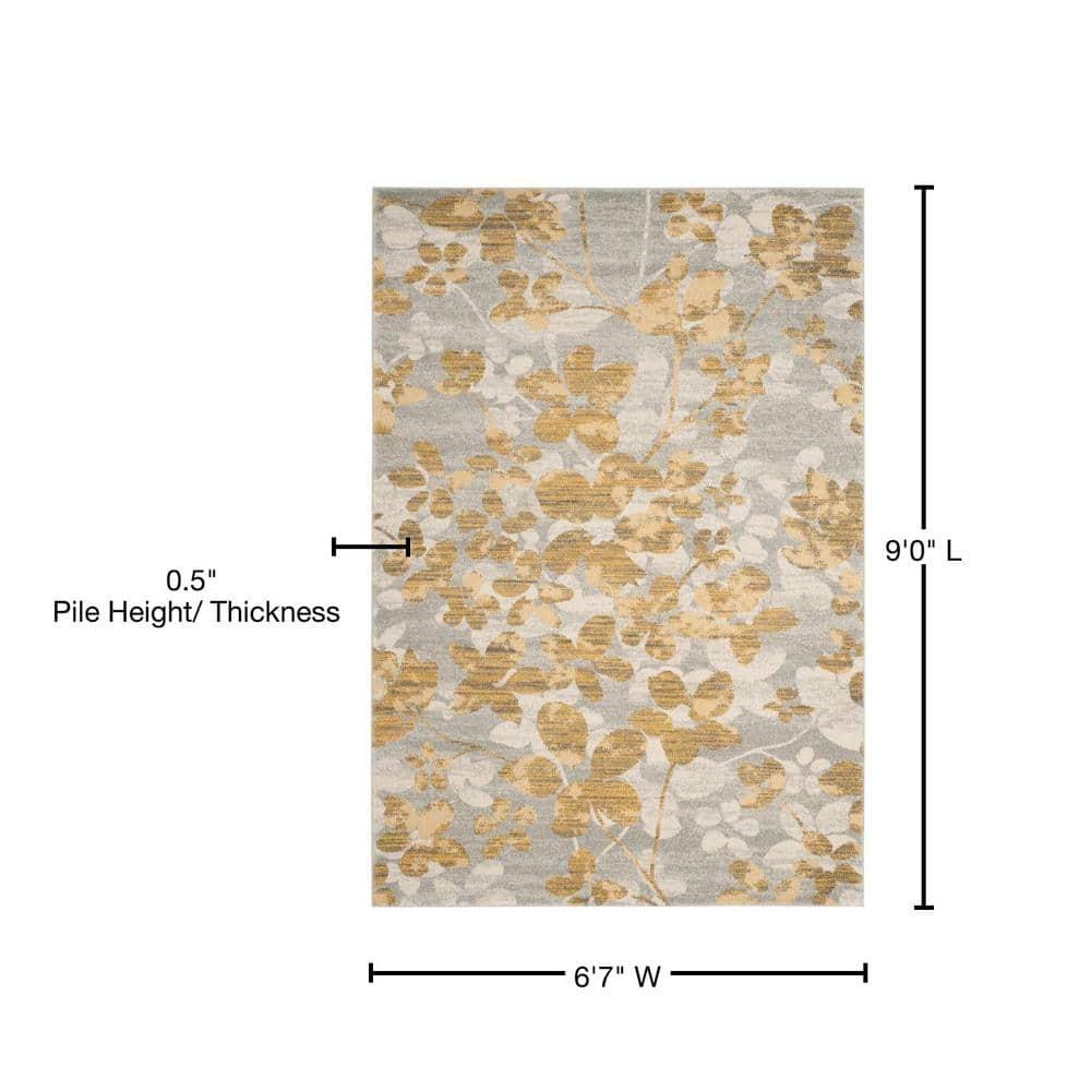 Evoke EVK236 Power Loomed Area Rug - Grey/Gold - 6'7"x9' - Safavieh.