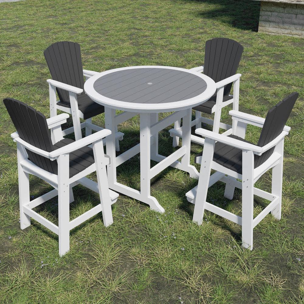 Ceballos Patio Bar Table Set High Top Outdoor Table And Chairs Set Of 5 Bar Table & Stools Set With Tall Adirondack Chairs Set For 4