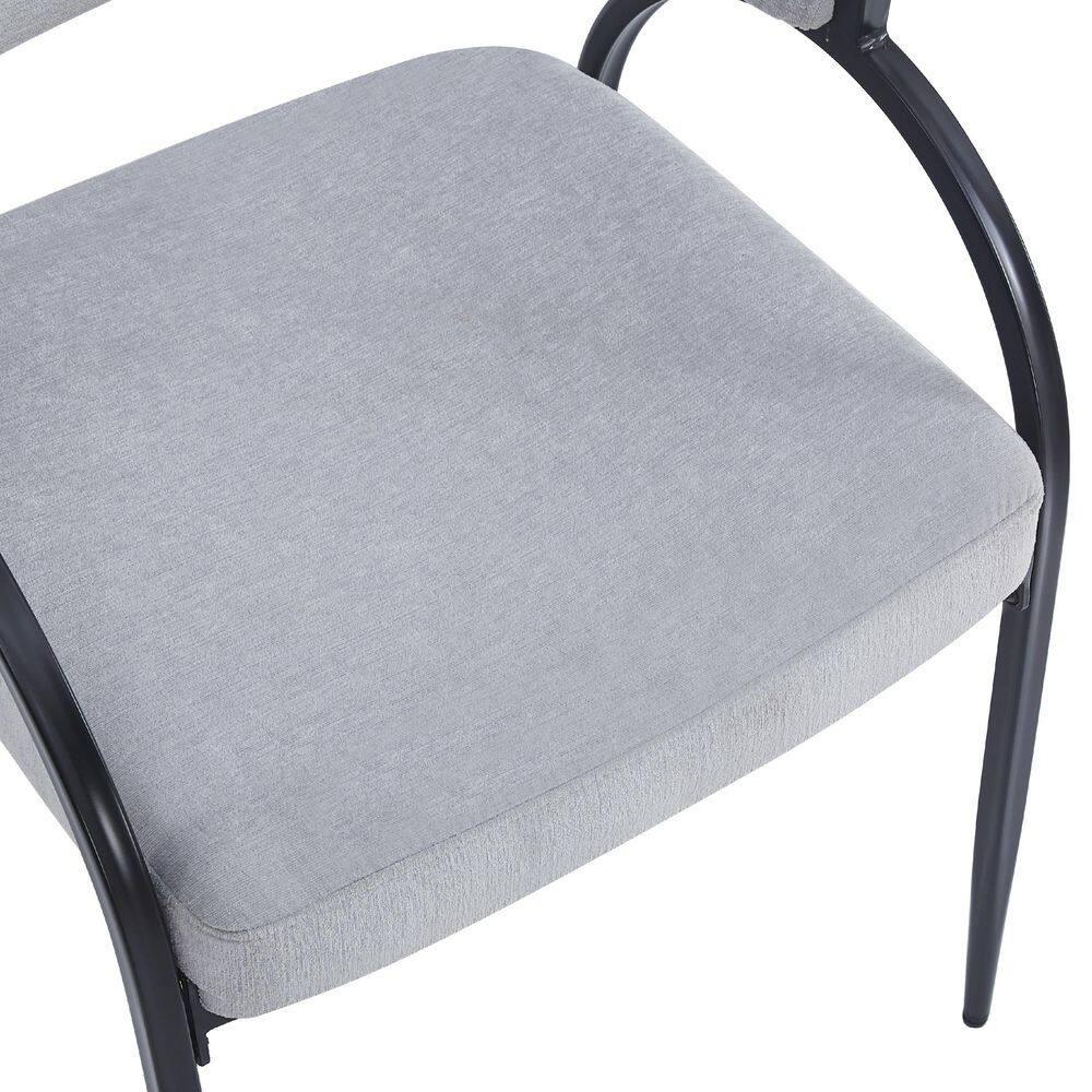 Christopher Knight Home Hayden Upholstered Armrest Dining Chairs with Metal Legs (Set of 2), Gray/Black