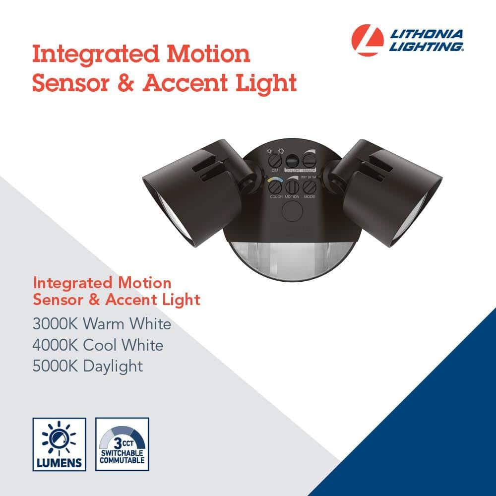 Lithonia Lighting 2 - Head Hardwired Dusk to Dawn Outdoor Security Flood Light with Motion Sensor