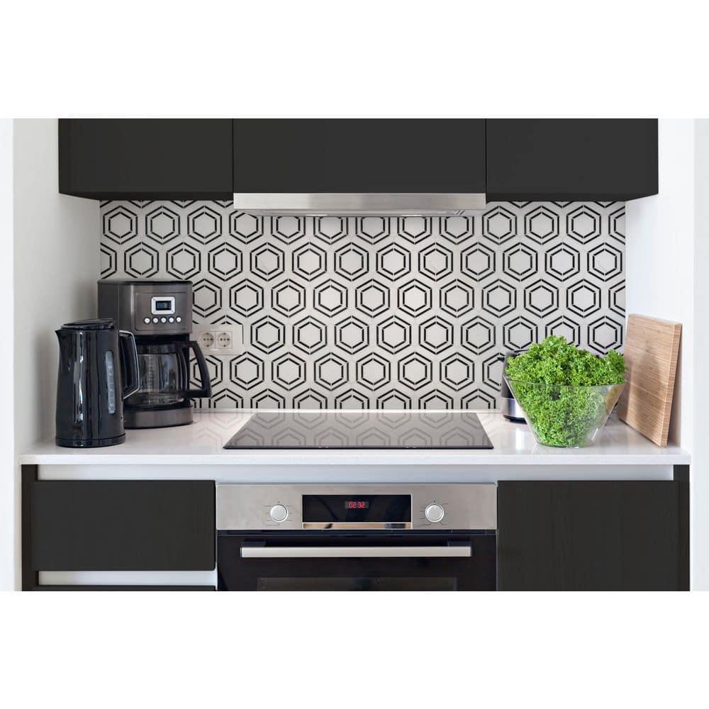 Bianco Dolomite 11" x 13" Polished Marble Mesh-Mounted Mosaic Sheet Tile