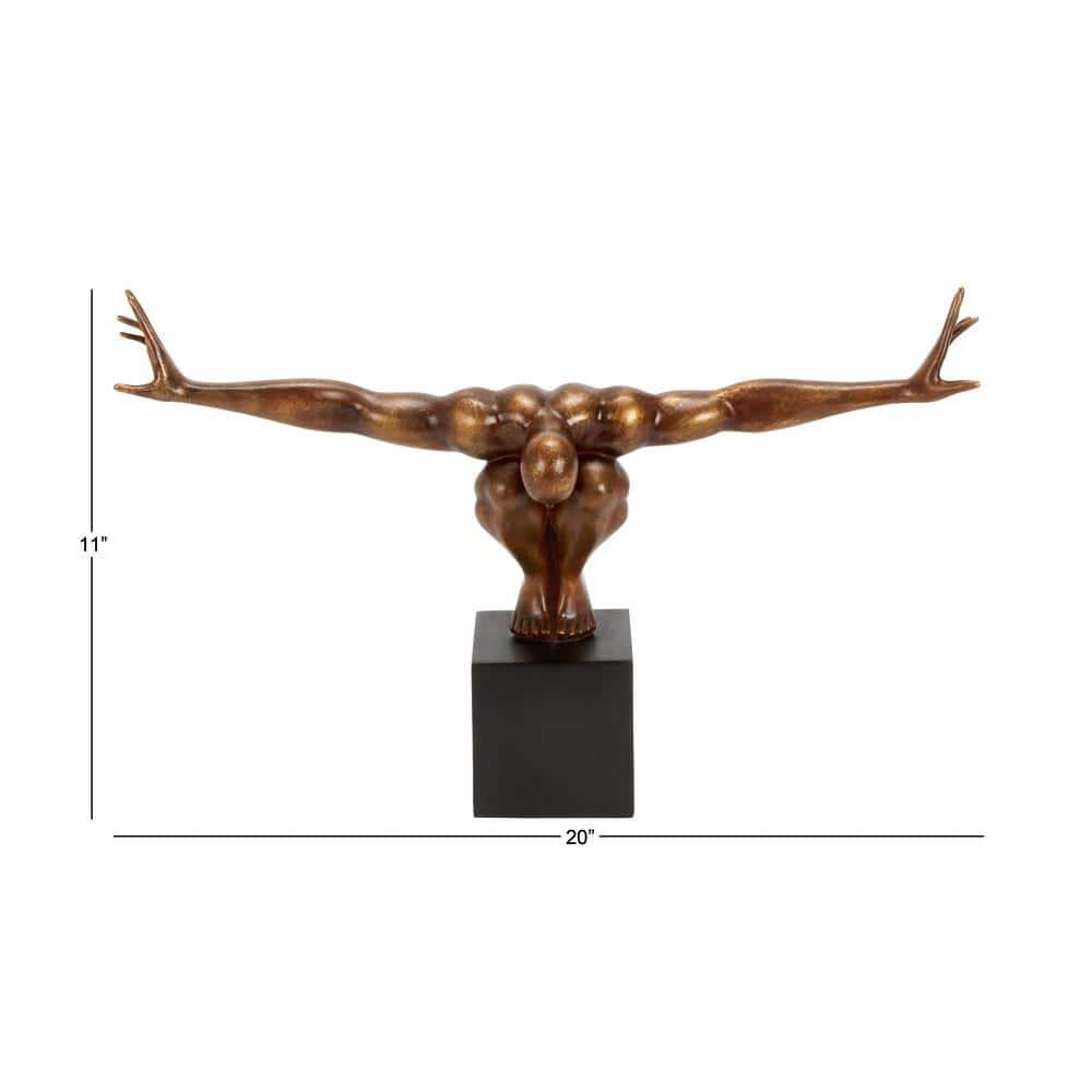 Red Barrel Studio® Cleophis Polystone Diver Decorative Bronze Sculpture with Black Base