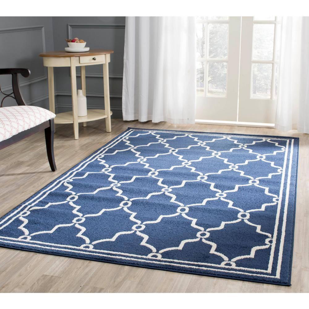 Amherst AMT414 Power Loomed Indoor Accent Rug - Navy/Beige - 2'6"x4' - Safavieh
