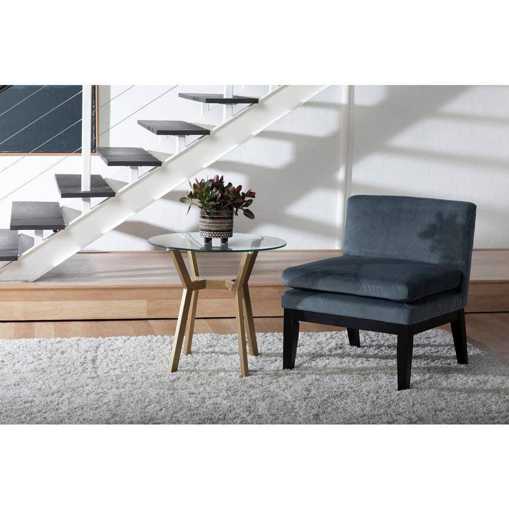 24" Architect Round End Table Gold/Clear Glass - Studio Designs Home: Mid-Century Modern, Tempered Top