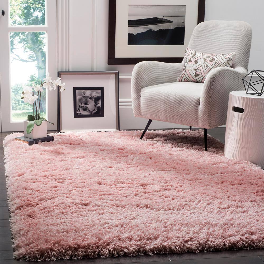 Polar Shag PSG800 Power Loomed Indoor Area Rug - 5'1"x7'6" - Light Pink - Safavieh