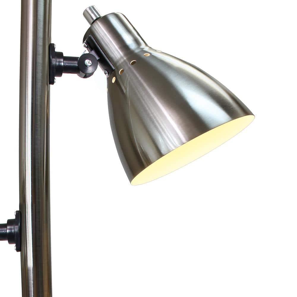 Simple Designs 3-Light Tree Floor Lamp, 63-3/8", Brushed Nickel Shade/ Brushed Nickel Base