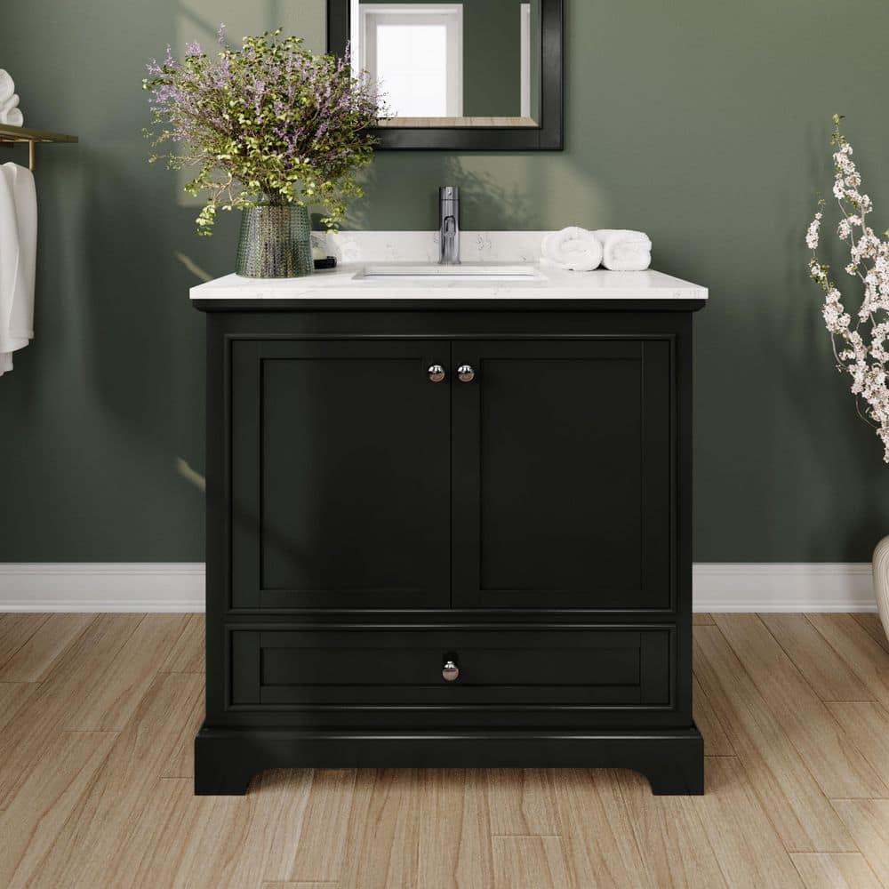 Wyndham Collection Deborah 36'' Single Bathroom Vanity with Marble Top with Mirror