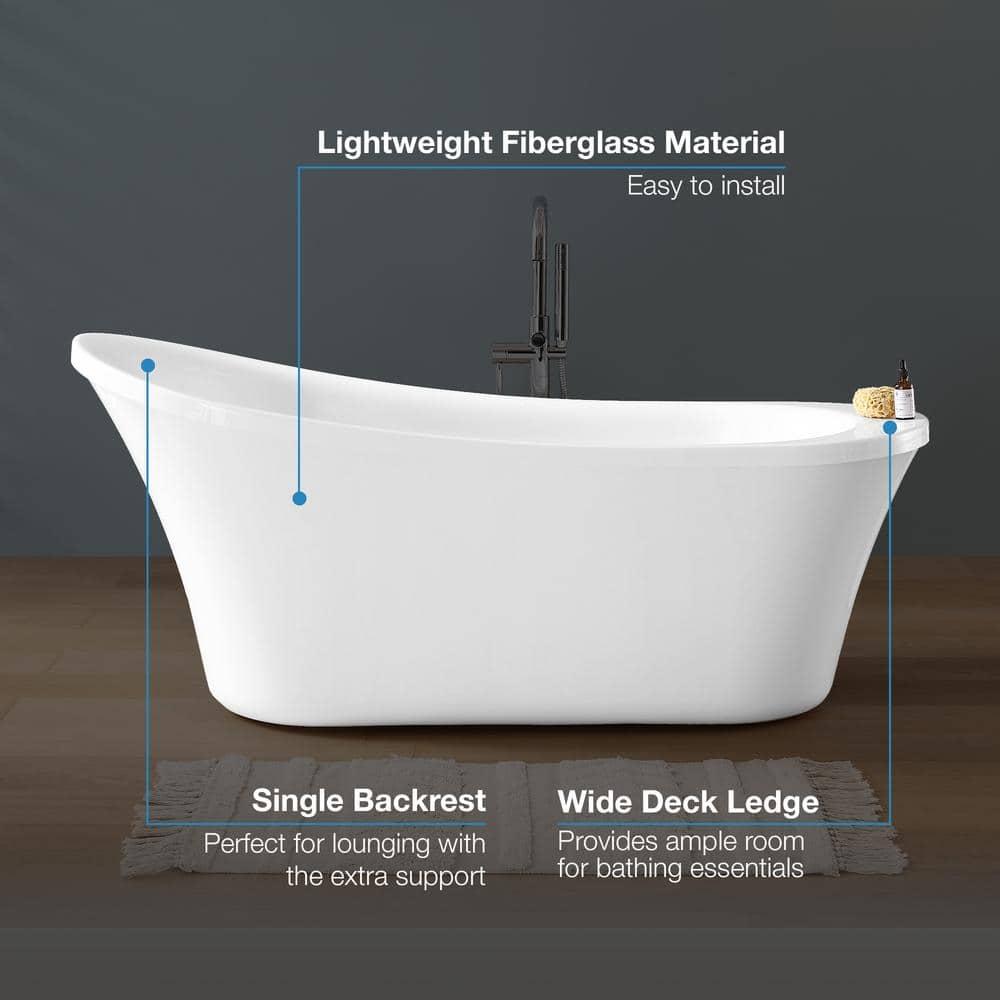 Ruby 65'' x 29.13'' Freestanding Soaking Acrylic Bathtub