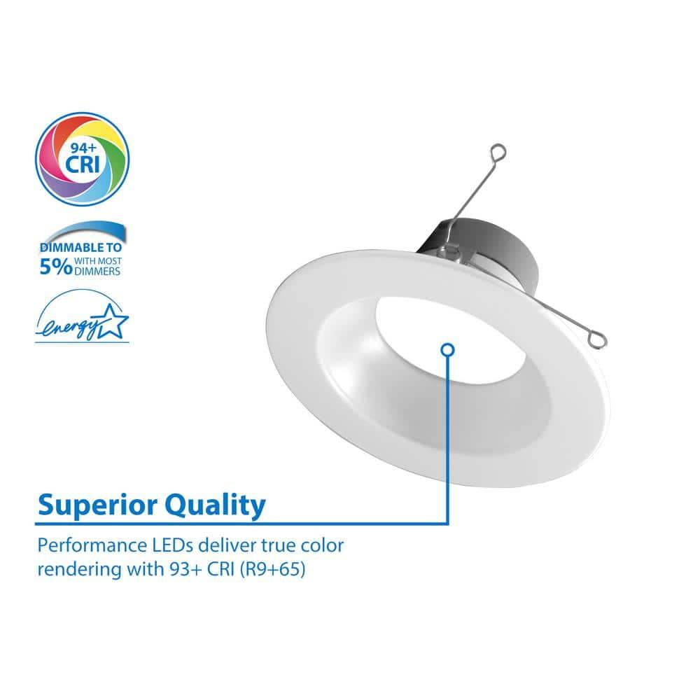 NICOR Lighting 6'' Selectable Color Temperature Dimmable Air-Tight IC Rated LED Retrofit Recessed Lighting Kit DLR56612120SWH