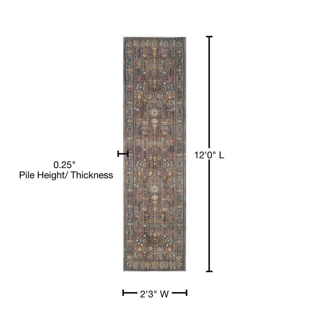 Valencia VAL108 Power Loomed Indoor Runner Rug - Grey/Multi - 2'3"x12' - Safavieh