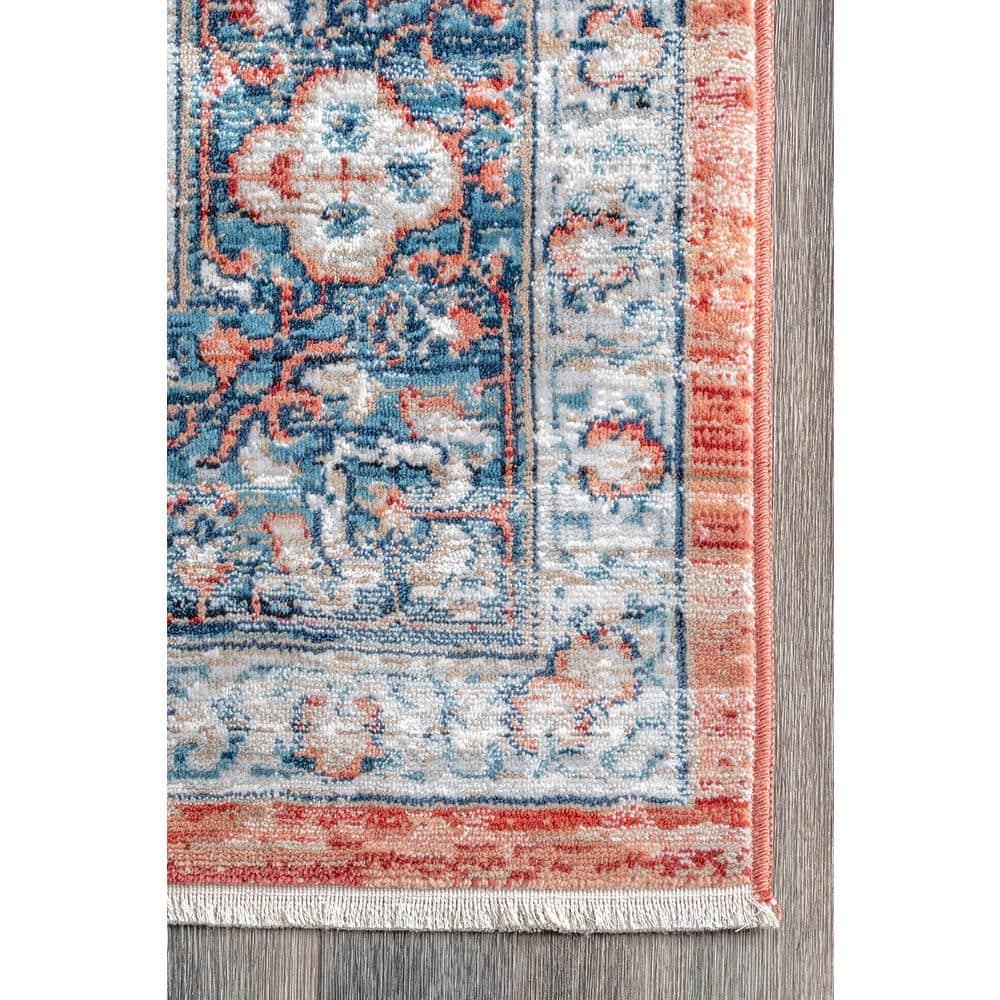 Nuloom Zara Medallion 4x6 Indoor Area Rug for Living Room Bedroom Dining Room Kitchen, Rust/Blue