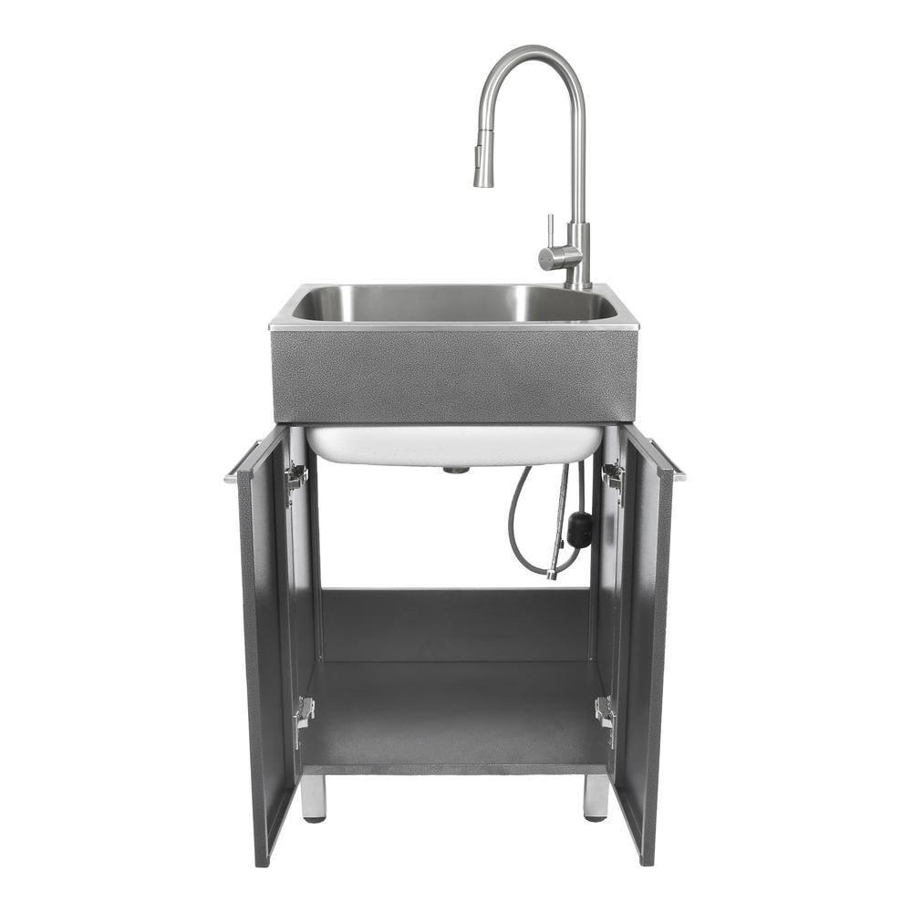 All-In-One 22" L x 18" W Free Standing Compact Laundry Sink with Faucet