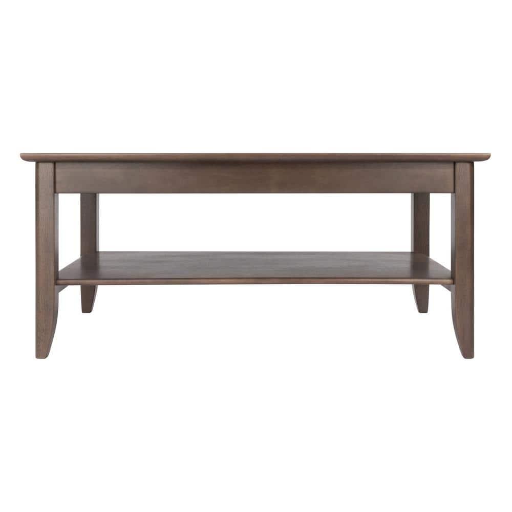 Santino Coffee Table Oyster Gray - Winsome: Wooden Rectangle Design, Fixed Shelf, MDF & Veneer, Living Room Furniture
