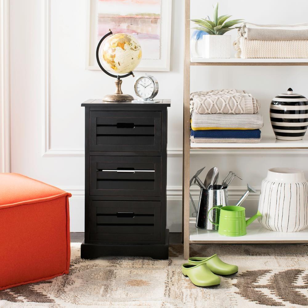 Samara 3 Drawer Cabinet - AMH5713 - Distressed Black - Safavieh Couture