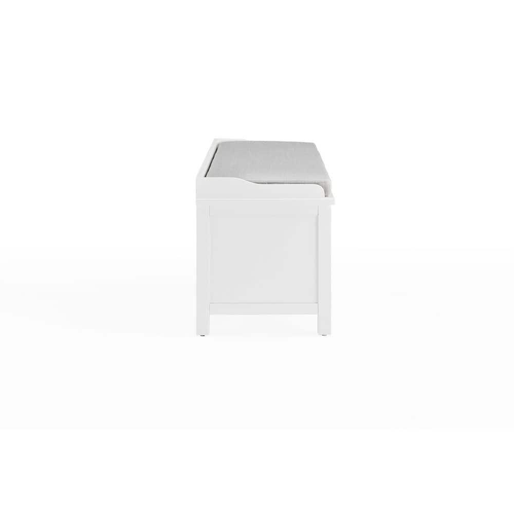 Alaterre Furniture Coventry 45 in. Pine Wood Storage Bench with Cushion, Entryway Organization & Decoration, 3 Adjustable/Removable Cubbies, Dove Gray and White