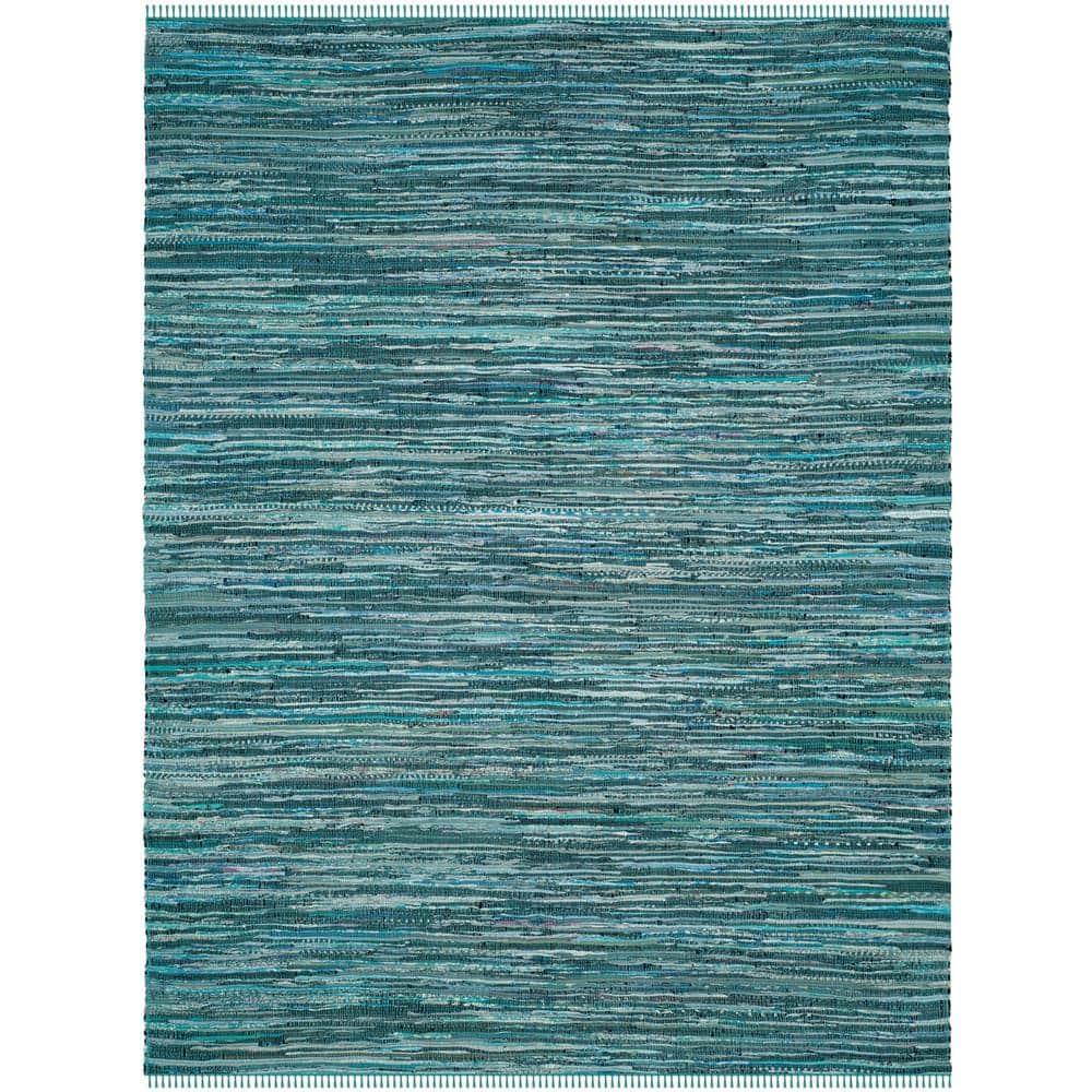 Rag Rug RAR127 Hand Woven Indoor Area Rug - Turquoise/Multi - 10'x14' - Safavieh.