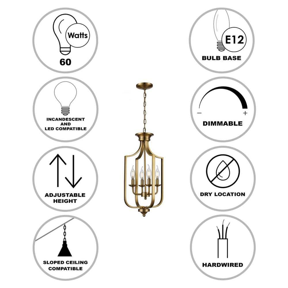 Trans Globe Lighting 11214 Hillcrest 4 Light 12" Wide Pendant - Gold
