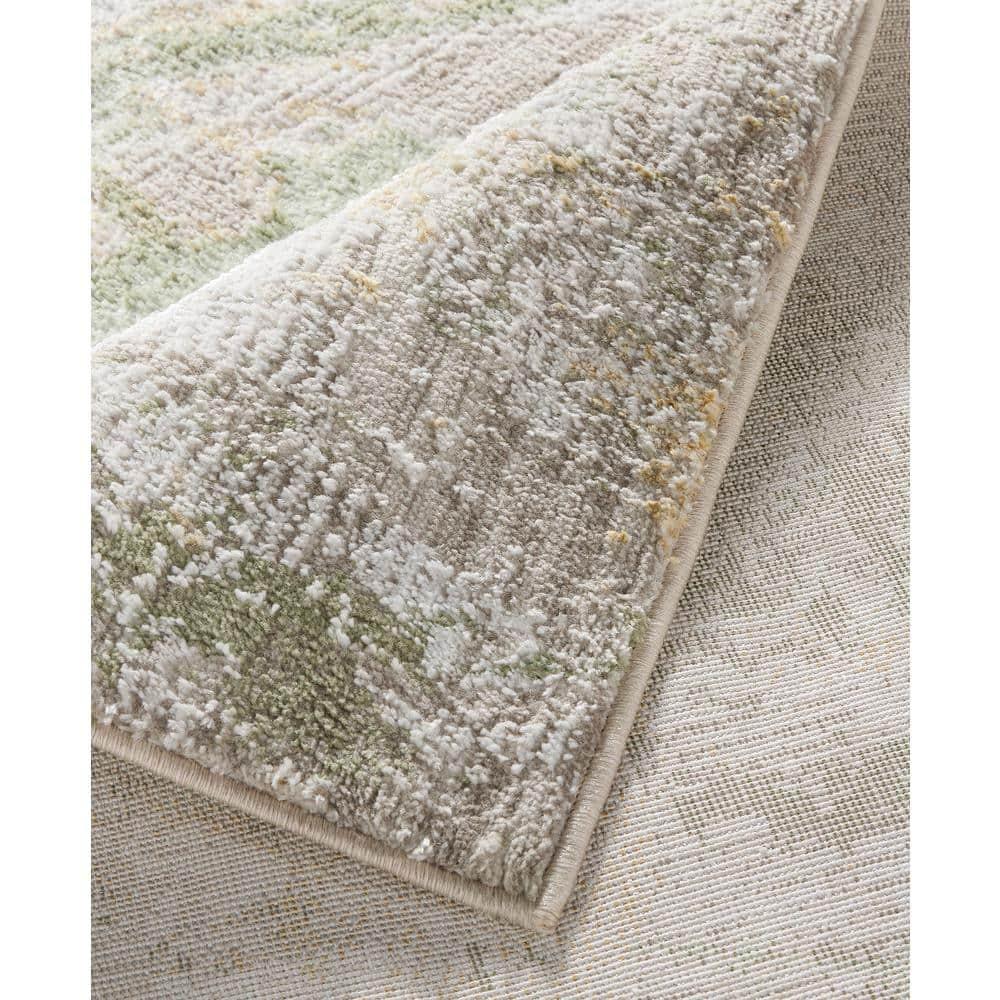 TOWN & COUNTRY LUXE Opaline Bold Marble Area Rug with Glam Metallic Ribbed Texture Pile, Sage Green