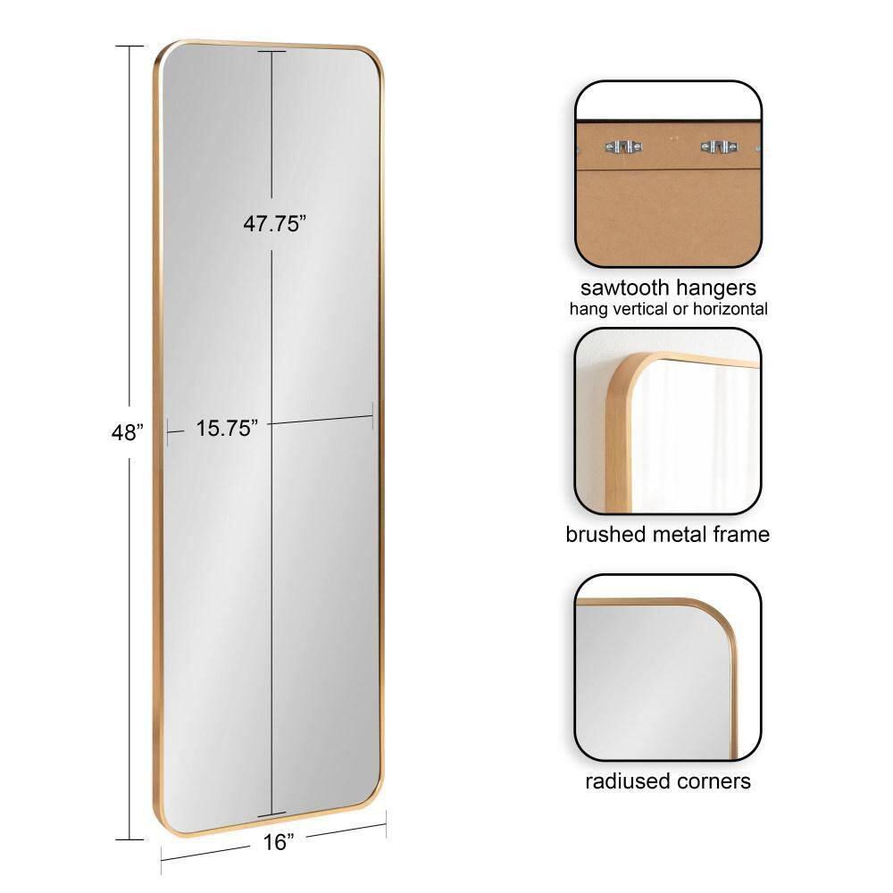 Kate and Laurel Zayda Radius Rectangle Framed Wall Mirror, 16x48, Gold