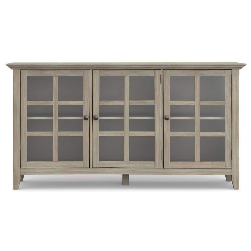 Simpli Home Acadian Wood 62" Transitional Cabinet in Gray